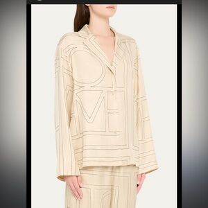 Toteme Cream Button-Down Shirt with Graphic Stitching